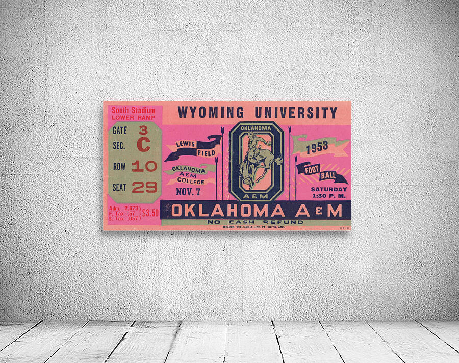 1953 Wyoming vs. Oklahoma A&M Football Ticket Wall Preview