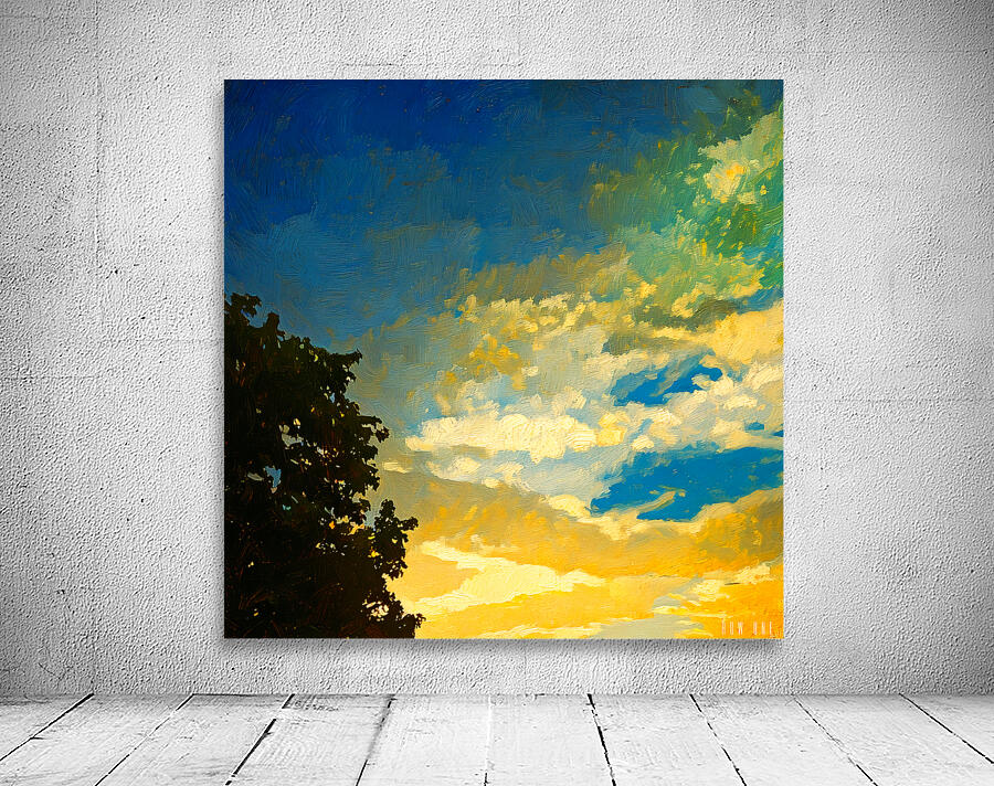 Yellow Sunset and Clouds Wall Preview