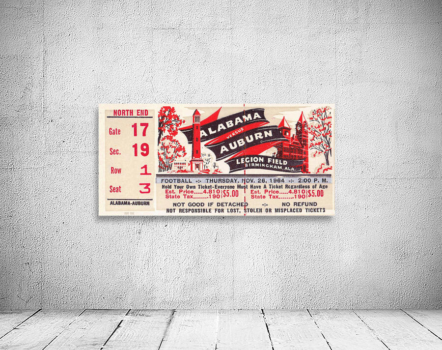 1964 Alabama Crimson Tide vs. Auburn Tigers Wall Preview