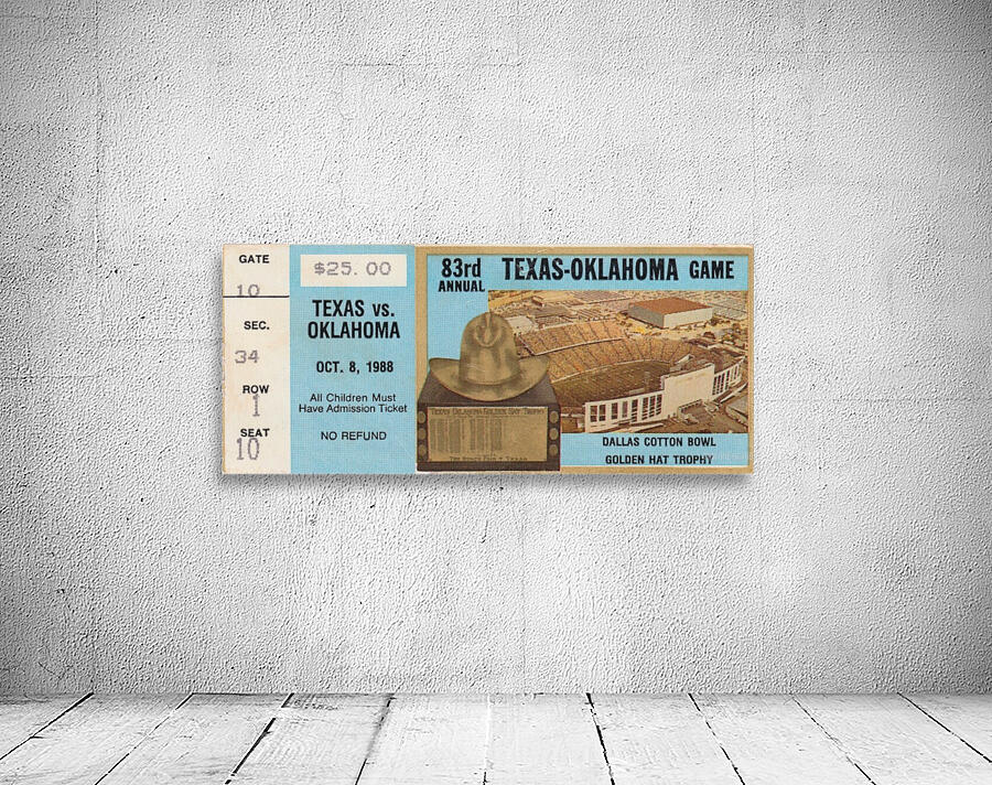 1988 Oklahoma vs. Texas Football Ticket Print  Wall Preview