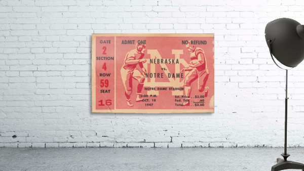 1947 Nebraska at Notre Dame Football Ticket Art Wall Preview