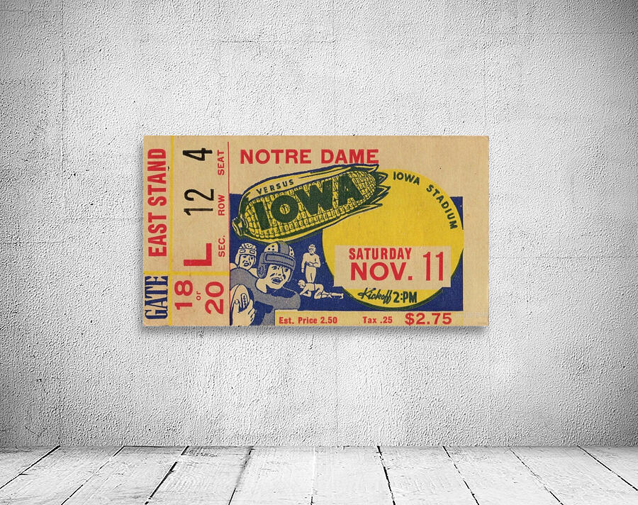 1939 Notre Dame vs. Iowa Football Ticket Stub Art  Wall Preview