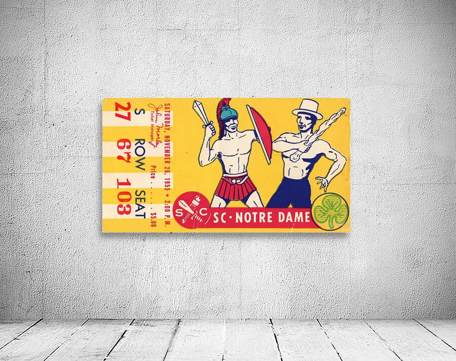 1955 USC vs. Notre Dame Football Ticket Art Wall Preview