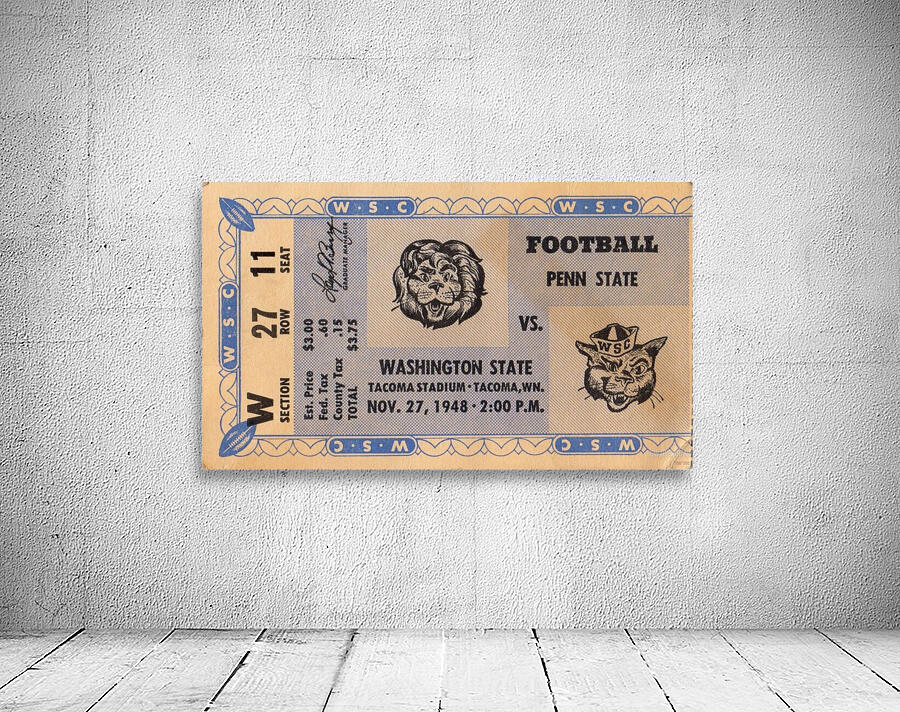 1948 Penn State vs. Washington State Football Ticket Art  Wall Preview