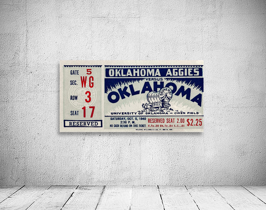 1940 Oklahoma A&M vs. Oklahoma Sooners Ticket Art Wall Preview