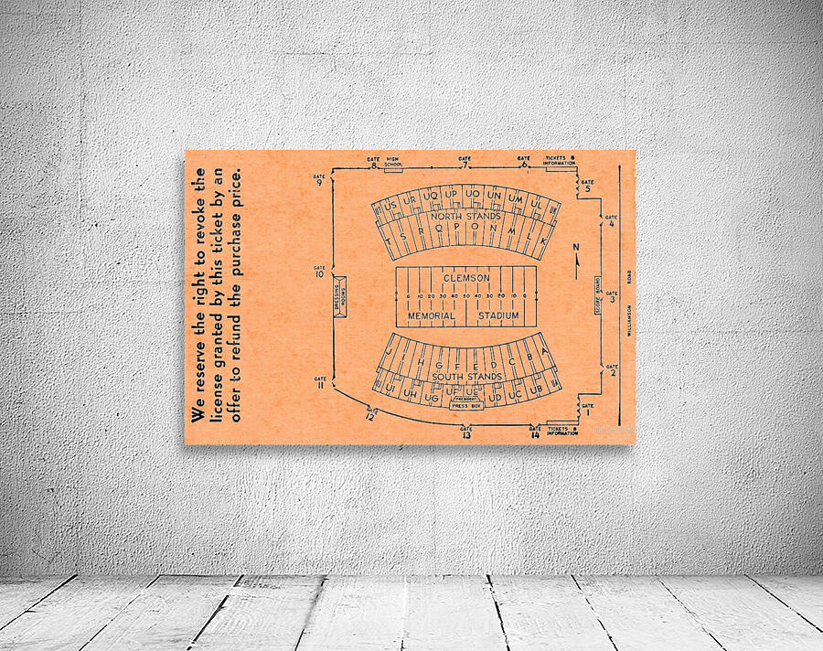 Clemson Memorial Stadium Map Wall Preview