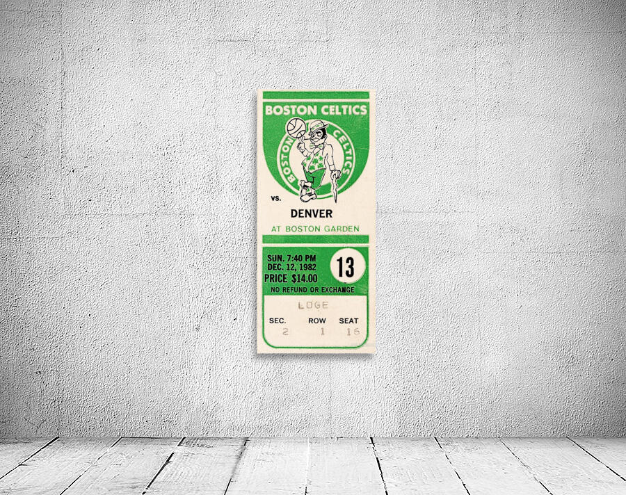 1982 boston celtics ticket stub art Wall Preview