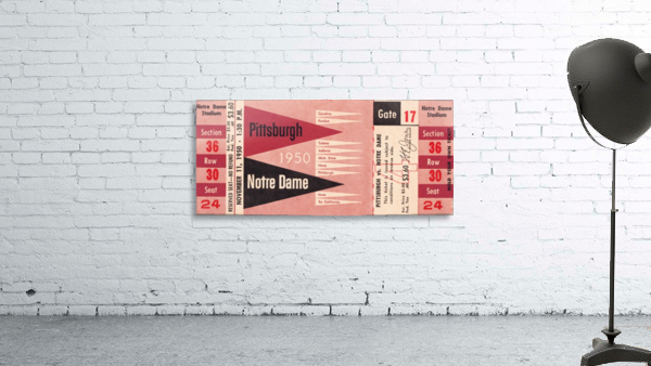 1950 pittsburgh notre dame vintage college football ticket wall art Wall Preview