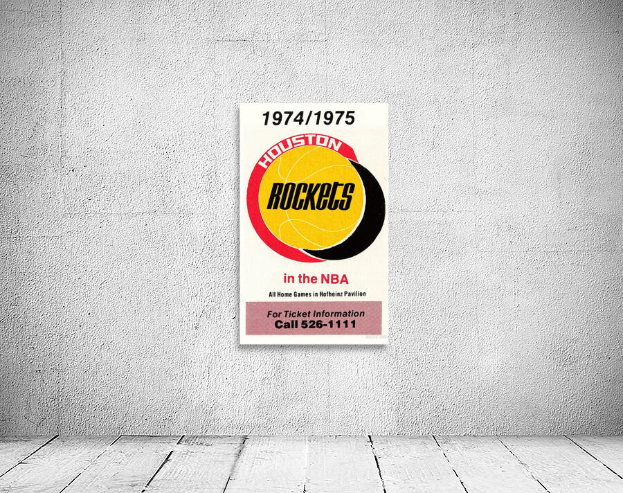 1974 houston rockets ticket information poster wood print Wall Preview