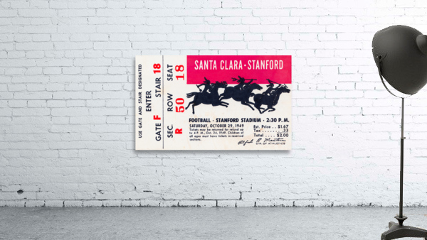 1949 Stanford vs. Santa Clara Football Ticket Canvas Wall Preview