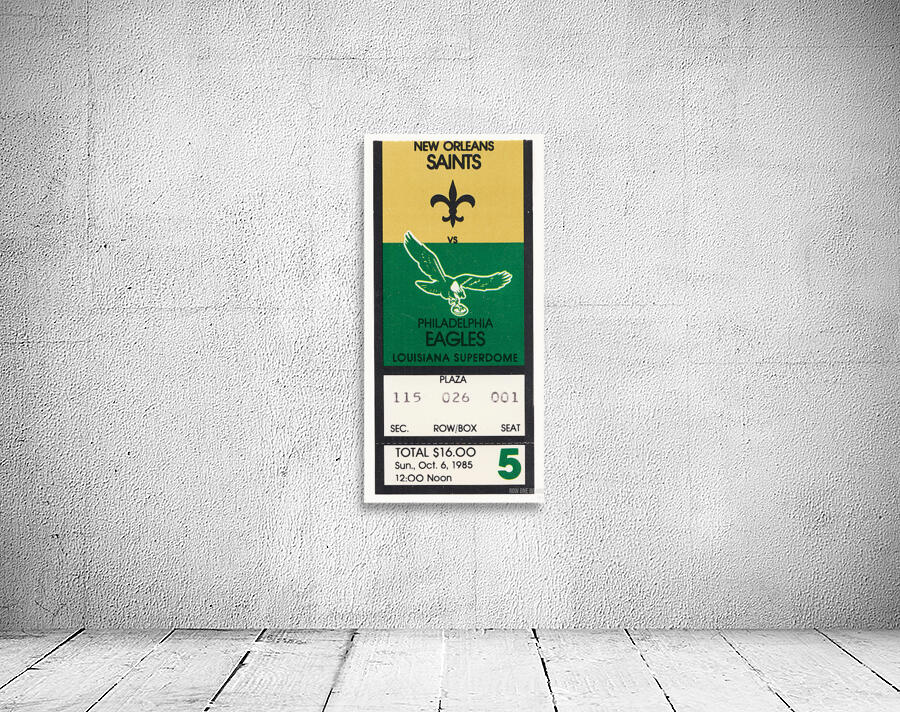 1985 New Orleans Saints vs. Eagles Ticket Canvas Wall Preview