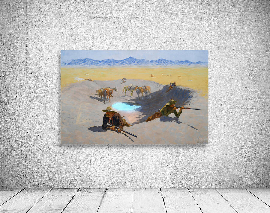 frederic remington watering hole western art Wall Preview