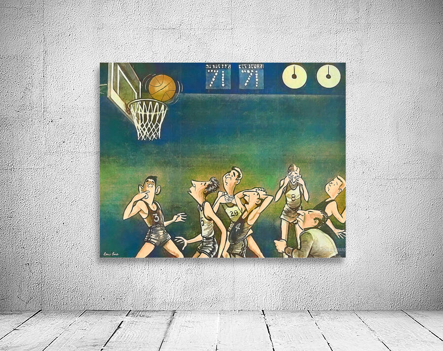 vintage basketball cartoon art Wall Preview