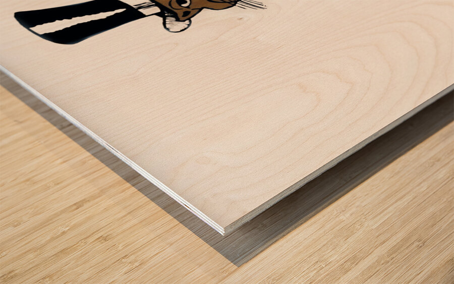 vintage cougar mascot top hat art Wood print