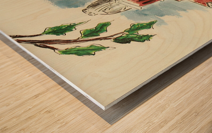 Kemp Littlepage 1960s West Virginia University Campus Art Wood print