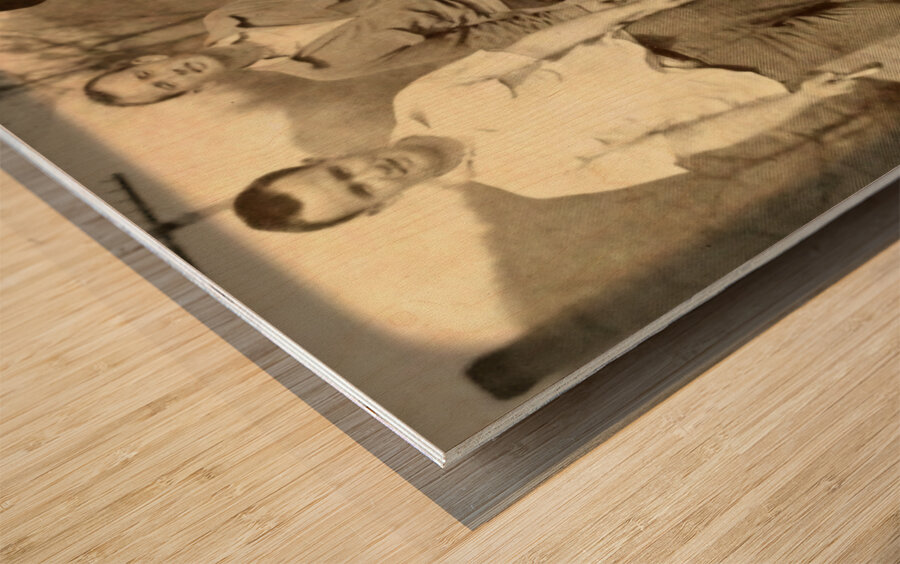 four college kids golfing 1940s Wood print