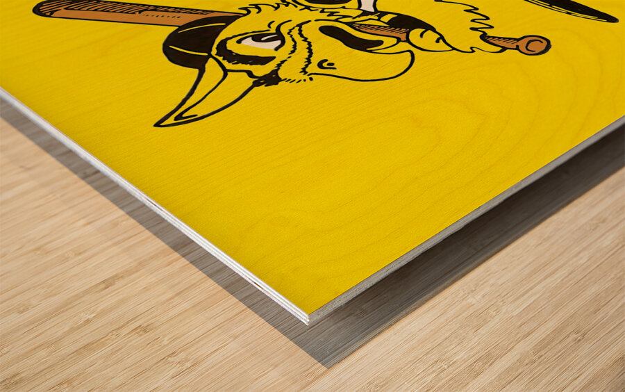 Dick Spencer Iowa Herky Hawk Baseball Cartoon Art Wood print