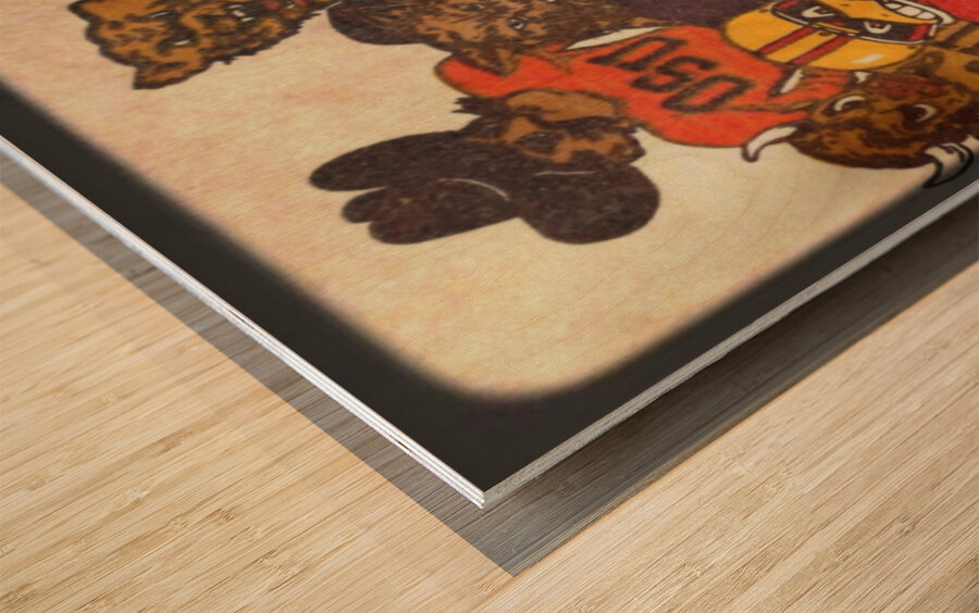 Big 8 Conference Mascots Art Wood print