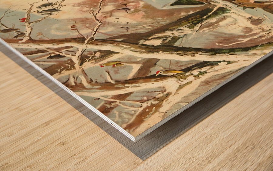 Deer in the Snow 1906 Wood print