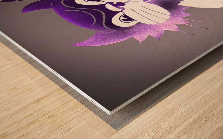 Vintage Northwestern Wildcat Cartoon Art Wood print