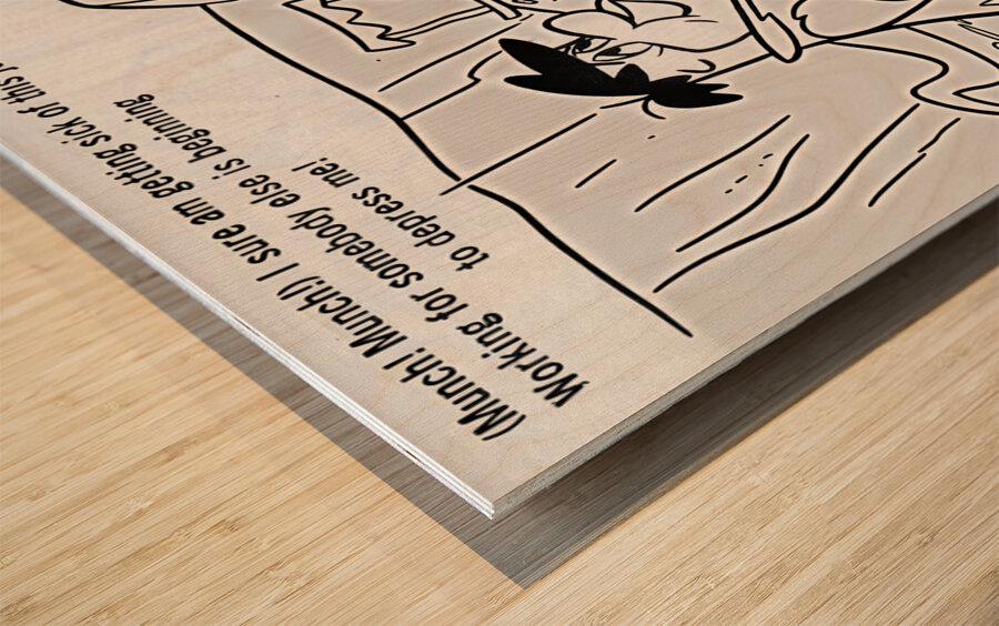 Fred Flintstone and Barney Rubble Eating Lunch Wood print