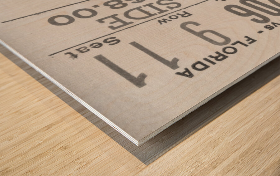 1976 Miami vs. Florida Ticket Black and White Remix Wood print