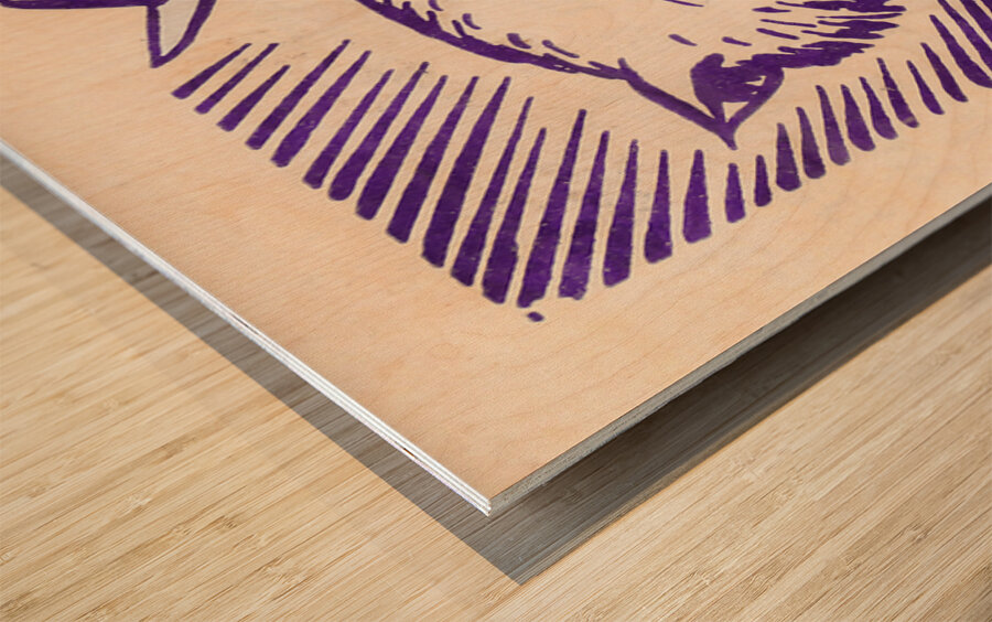 1950s Washington Husky Cartoon Art Wood print