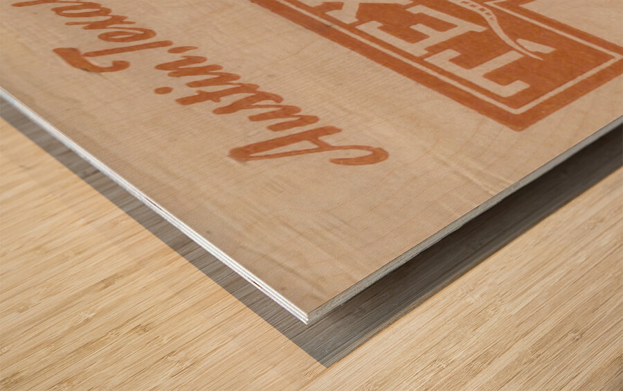 Vintage Austin Texas and Longhorn Art Wood print