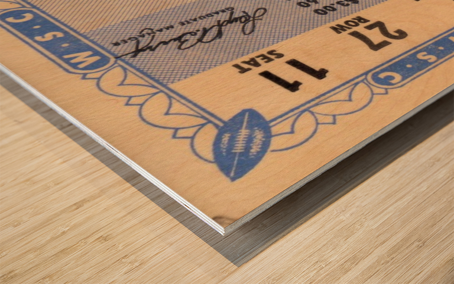 1948 Penn State vs. Washington State Football Ticket Art  Wood print