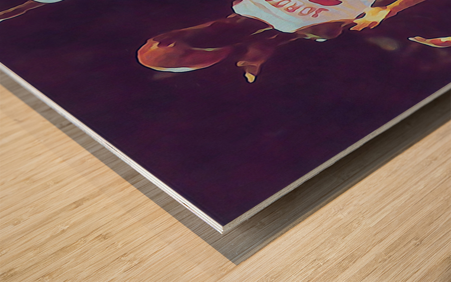 Michael Jordan Shoots Over the Lakers Wood print