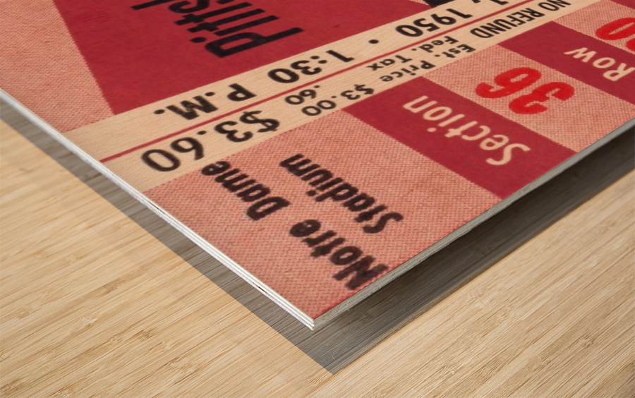 1950 pittsburgh notre dame vintage college football ticket wall art Wood print