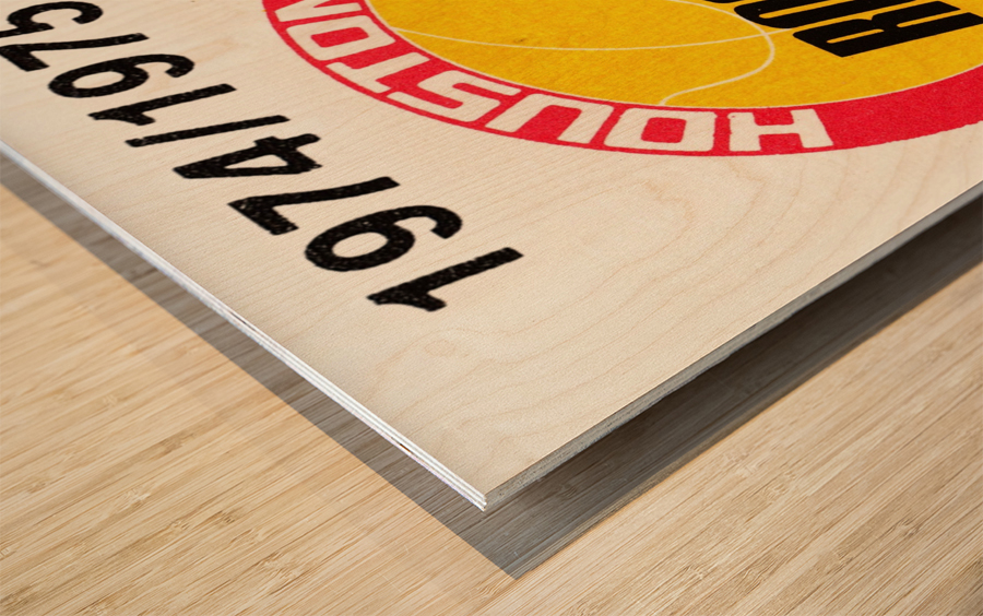 1974 houston rockets ticket information poster wood print Wood print