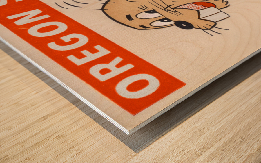 1970 Oregon State Beaver Ticket Stub Remix Art Wood print
