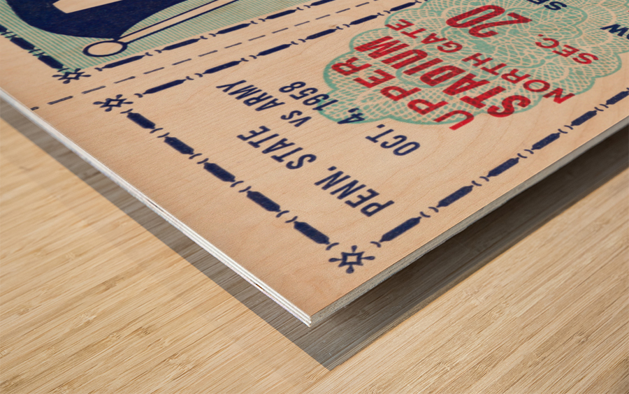 1958 Army vs. Penn State Football Ticket Art Wood print