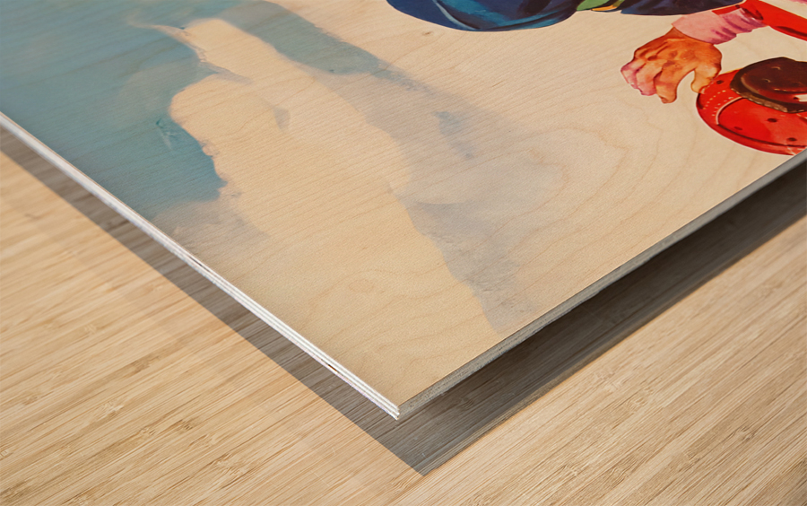 1947 Football Action Art Wood print