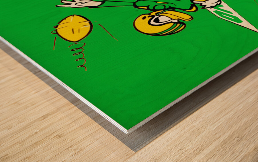 Oregon Duck Throwback Cartoon Art Wood print