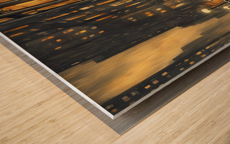 Vintage New York City at Night in the Rain  Wood print