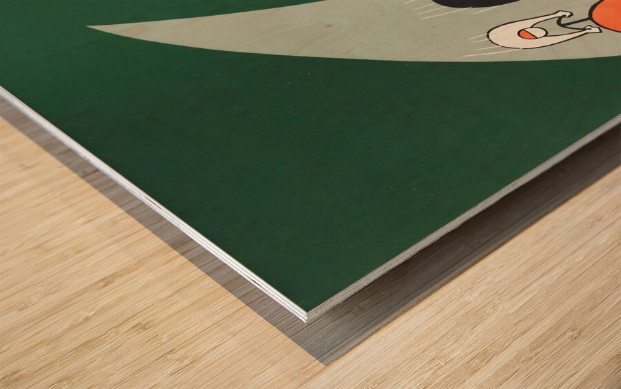 1950s bike racing art Wood print