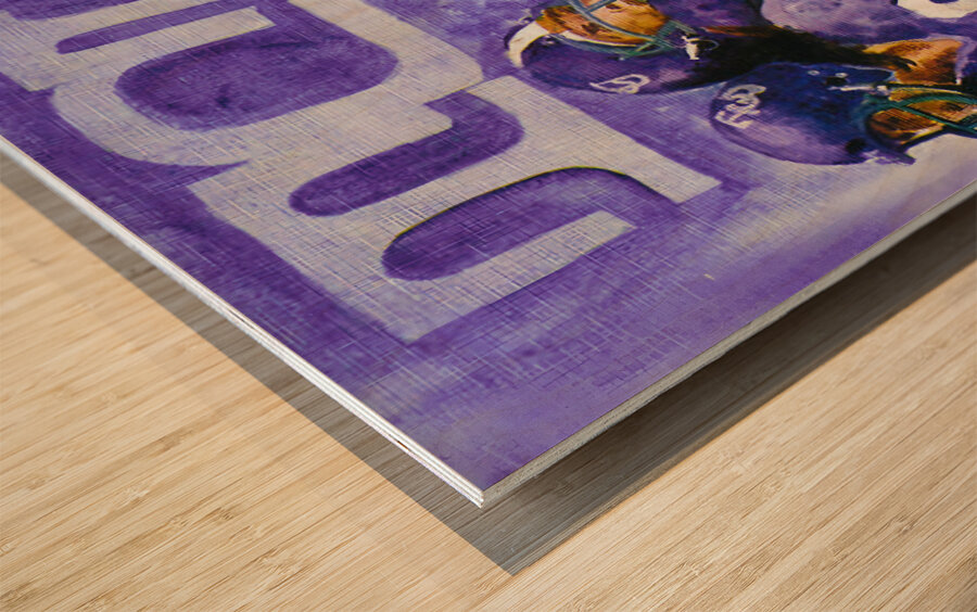 vintage tcu art football players Wood print