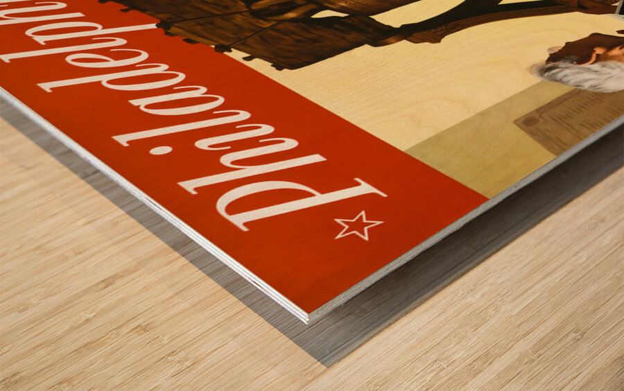 1955 philadelphia railroad train poster Wood print