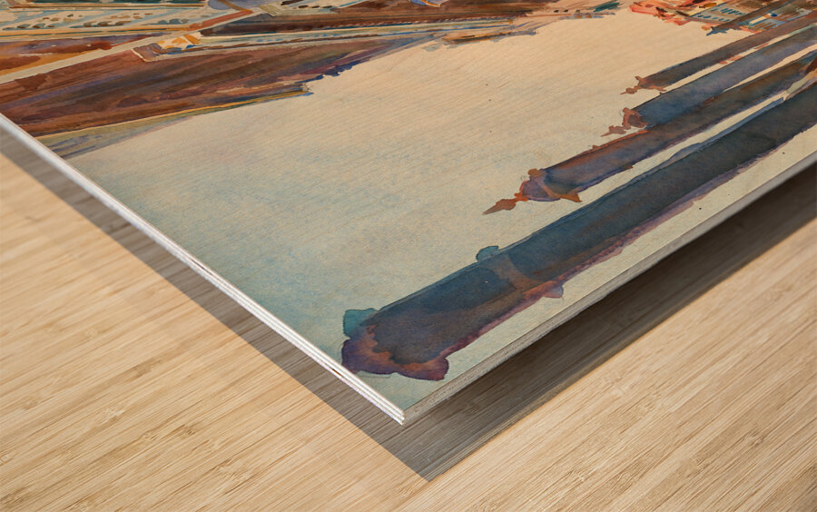 sargent gondola moorings on grand canal Wood print