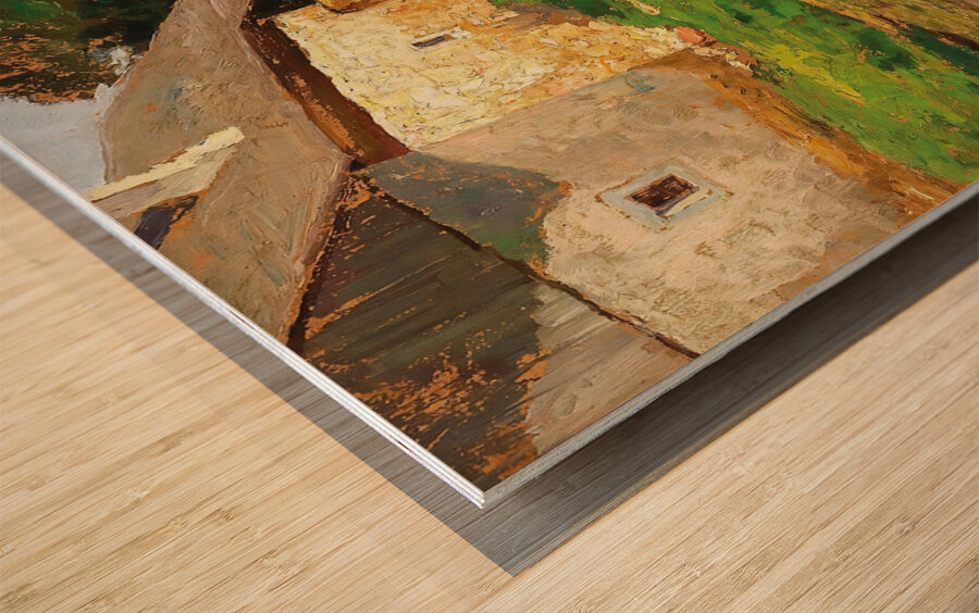 The pond behind the house Wood print