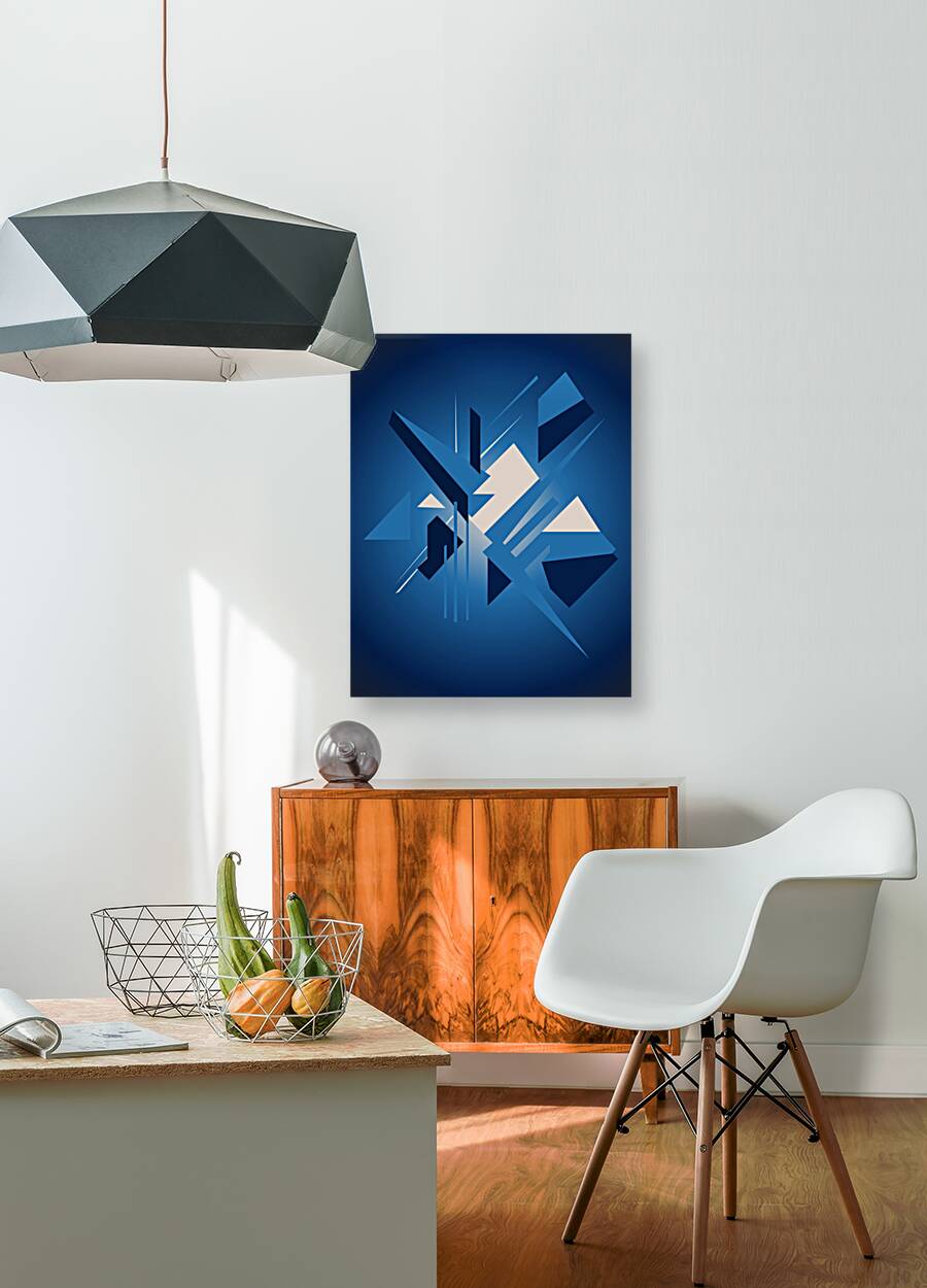 Abstract Blue Geometric Art Reproduction