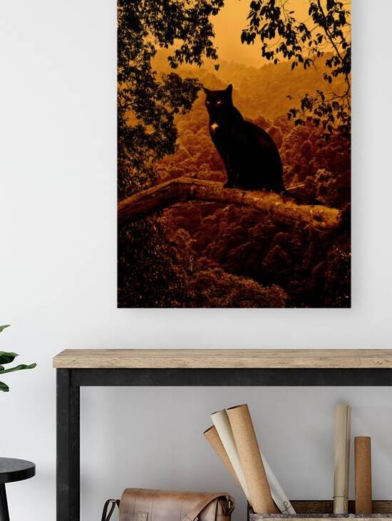 Spooky cat in tree by Kiyo Arts