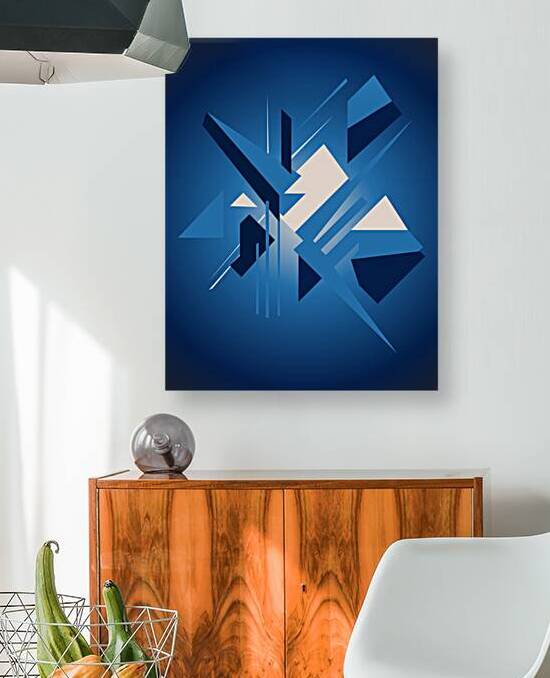 Abstract Blue Geometric Art Reproduction