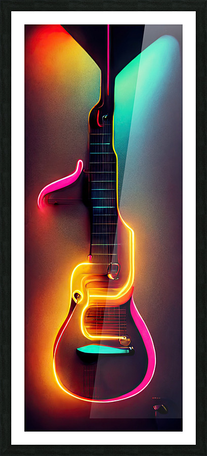 Neon Guitar Picture Frame print