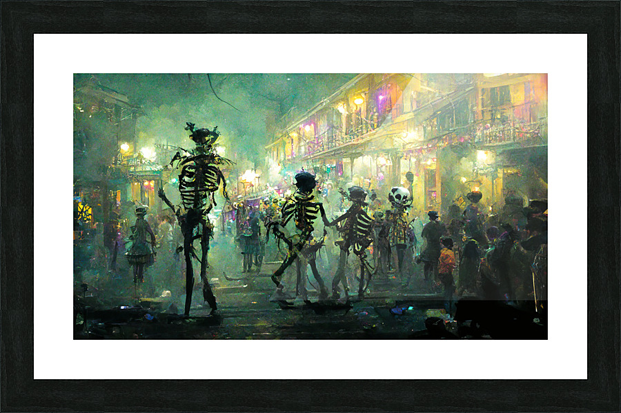 Skeletons on Bourbon St. Picture Frame print
