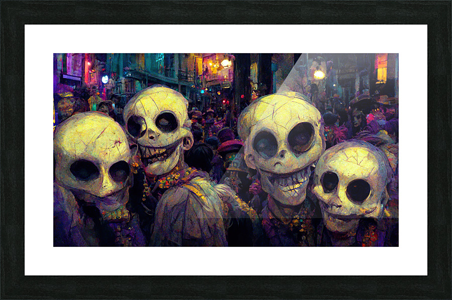 Skeletons on Bourbon St. Picture Frame print