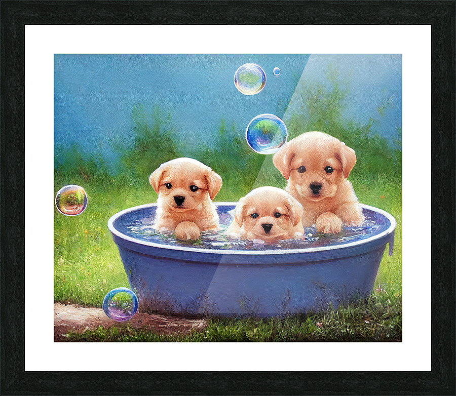 Bathing Puppies Picture Frame print