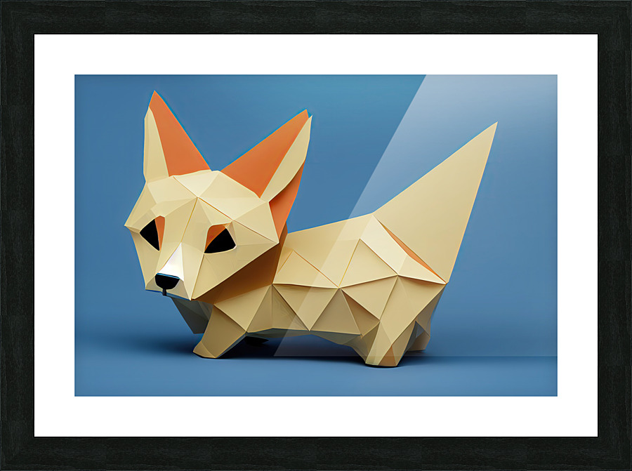 Origami Corgi  Picture Frame print